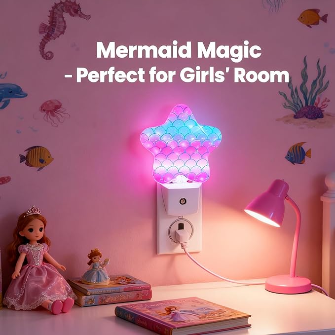 Night Light Plug-in into Wall Dusk to Dawn Smart Sensor White Led Nightlight for Bedroom Bathroom Kitchen Hallway Stairs Energy Efficient Decor Desk Lamp Beach Decor