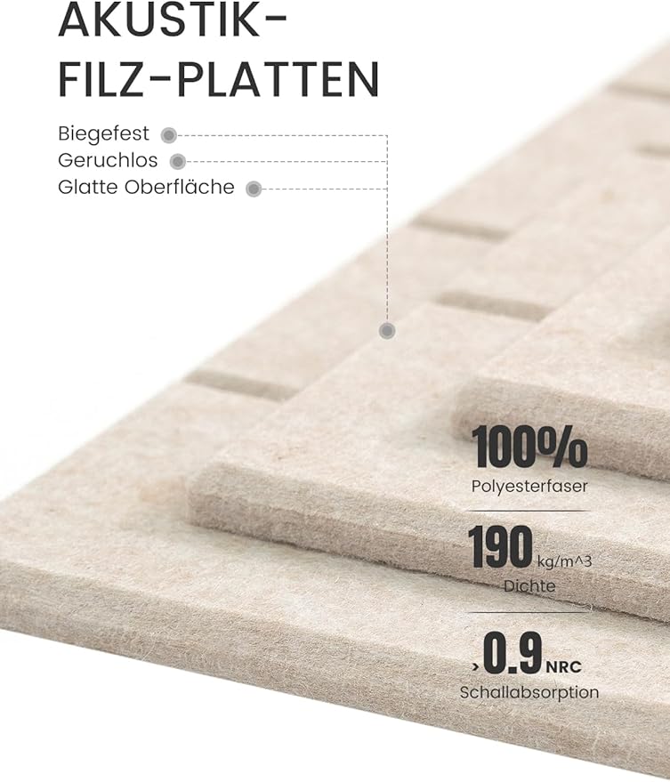 Bumusty Large Cork Board Alternative-36 x 24" Felt Bulletin Board Tiles, with 30 Pushpins, 40 Adhesive Tabs, Bold-Stripe 6-Pack, Cork Boards for Office Push Pin Board Felt Board-Oatmeal