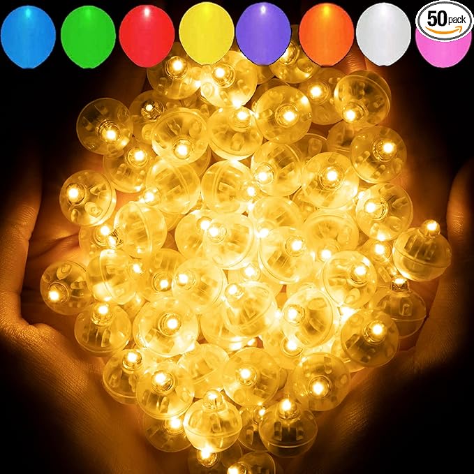 Aogist 50 PCS Warm White Balloon Lights,Waterproof Mini Spotlight Long Standby Time Battery Powered for DIY Craft & Christmas Halloween Decor.Perfect for Miniatures,Dollhouse Accessories,Displays