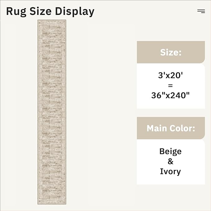 Soalmost 3x20 Hallway Runner Rug - Extra Long Carpet Runners for Hallways 20ft Non Slip Stain Resistant Rugs Runner for Living Room Bedroom 20 Feet Floor Carpet for Kitchen, Brown