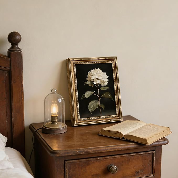 Vintage Gold Framed Wall Art White Hydrangea Wall Art Vintage Botanical Floral Wall Decor Picture Rustic Cottagecore Aesthetic Flower Poster Print for Living Room Bedroom 9x11in