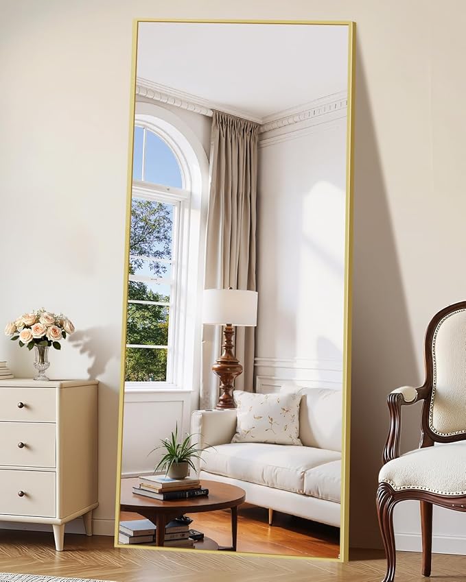 71"x30" Floor Mirror Full Length - Standing Mirror with Aluminum Alloy Frame, Large Body Mirror for Bedroom, Living Room, Wall Mounted or Leaning