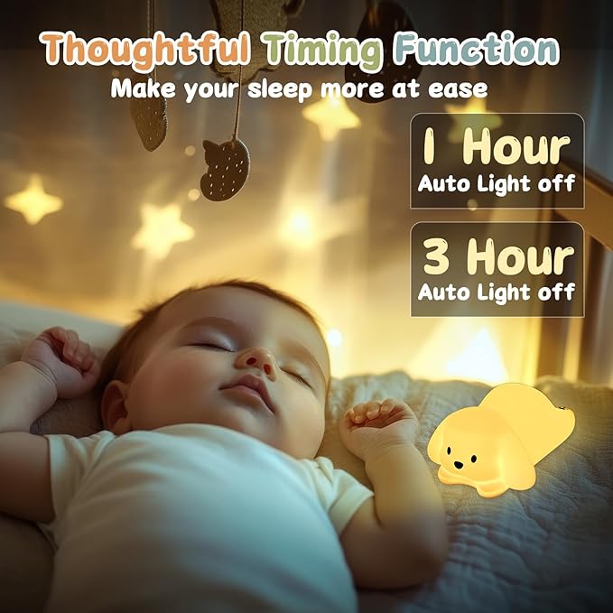 ZKLiLi Night Light for Kids Lamp, 16 Colors Lamp Cute, Dimmable Baby Night Lights for Nursery,Silicone Rechargeable Nightlight for Kids Room, Kawaii Room Decor (Dog)