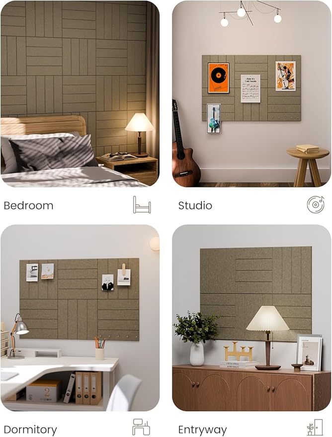 Large Felt Bulletin Board 36"x24" Cork Board Alternative - 6 Pack with 40 Safe Removable Adhesive Tabs, Cork Boards for Walls for Home Office Classroom Pin Board-Earth Brown