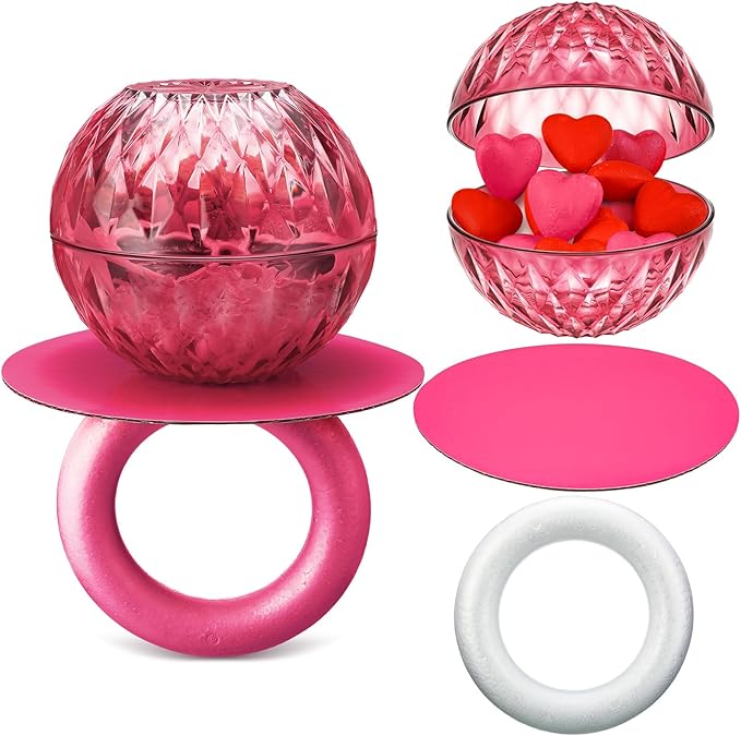 Reallnaive Giant Ring Gifts Wedding Empty Gift Basket Include 2 Diamond Bowl 1 Board 1 Foam Ring, Gift Basket Kit for Valentine Birthdays Wedding Anniversaries