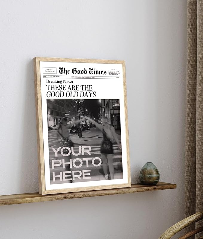 Bwodke OAK Wood Framed Wall Art Women Search for Where Men Get the Audacity Canvas Art Vintage Newspaper Pictures Wall Decor Trendy Prints Retro Artwork for Girly Dorm Bedroom 12"x16"