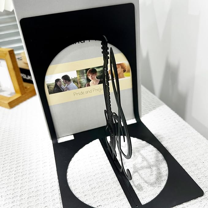 Music Note Metal Bookend, Music Bookends, Metal Musical Themed Book Ends, Guitar Bookends, Book Holders for Shelves, Desktop Organizer, Musical Bookshelf Home Decor