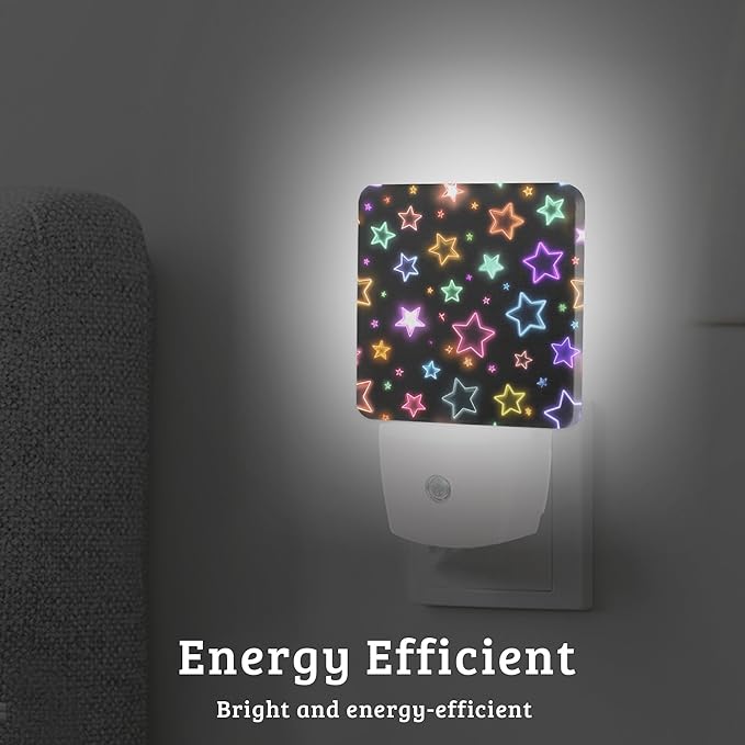 Colorful Stars Night Light, Dusk to Dawn Nightlight with Auto Sensor Lamp Home Indoor Stairway Kitchen Corridor, Night Lights Plug Into Wall Decorative for Boys Girls Women Men Room Gifts
