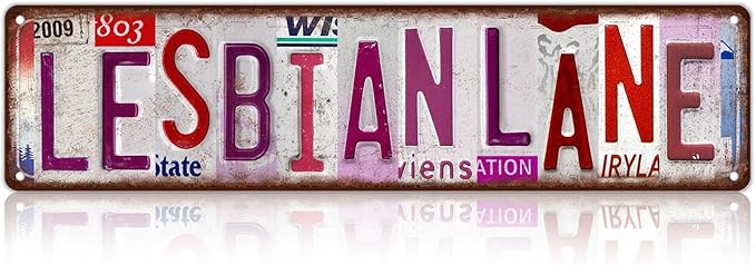 Vintage Lesbian Lane Wall Decor Street Signs Pink Room Metal Tin Signs Gife for Women Girl 16 x 4 Inches