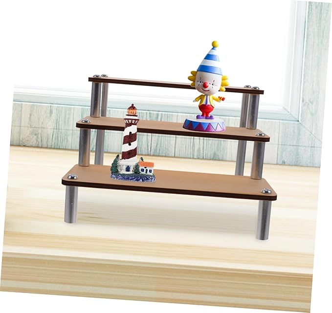ULTECHNOVO Wooden Makeup Organizer Display Stand Riser Cupcake Earring Holder Rustic Decor