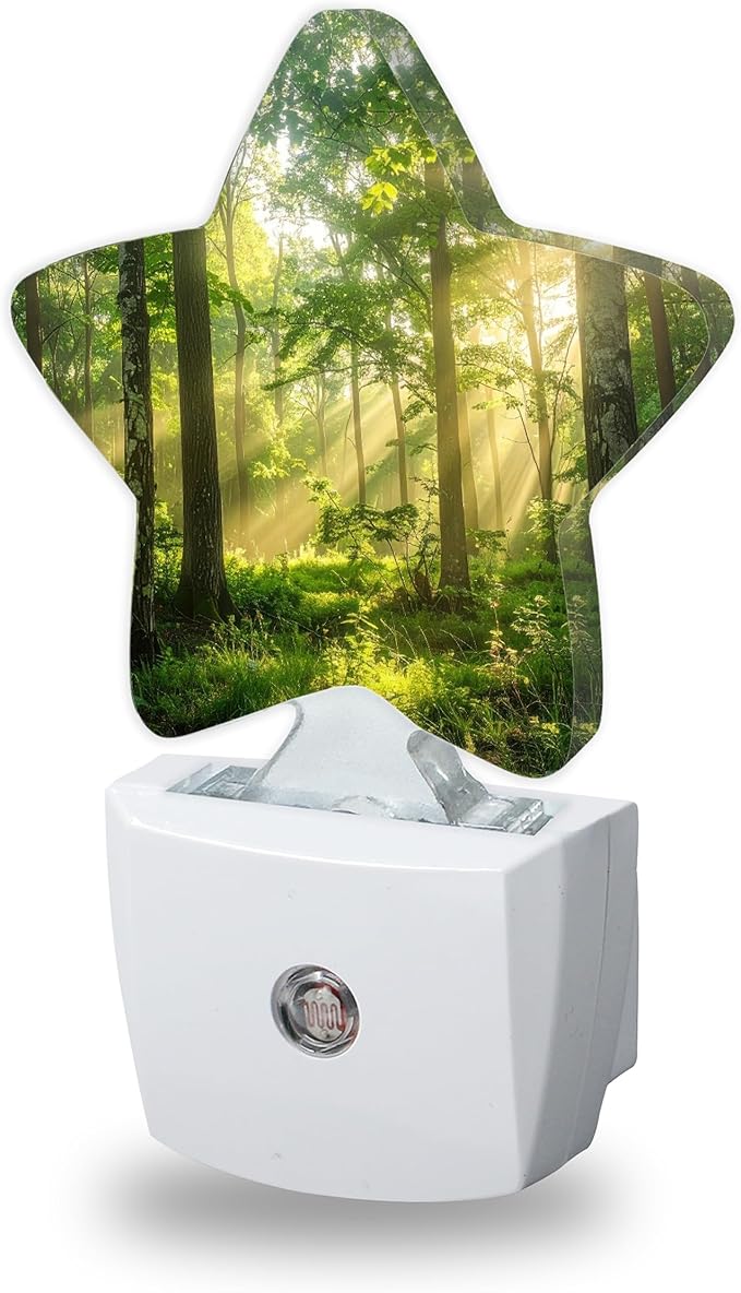 Night Light,Green Forest Night Lights Plug into Wall Sunrise Decorations for Bedroom Bathroom,Dusk to Dawn Sensor Kitchen Hallway Stairs Energy Efficient Desk Lamp