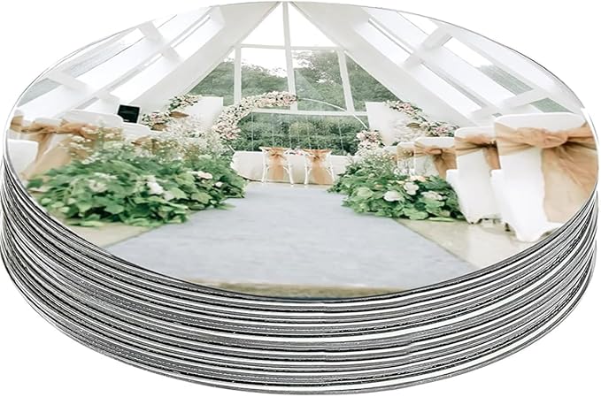 12PCS Small Round Mirrors, 6" Circle Mirror Centerpieces, Acrylic Wall Mount Mirrors, Wedding & Christmas Decorations