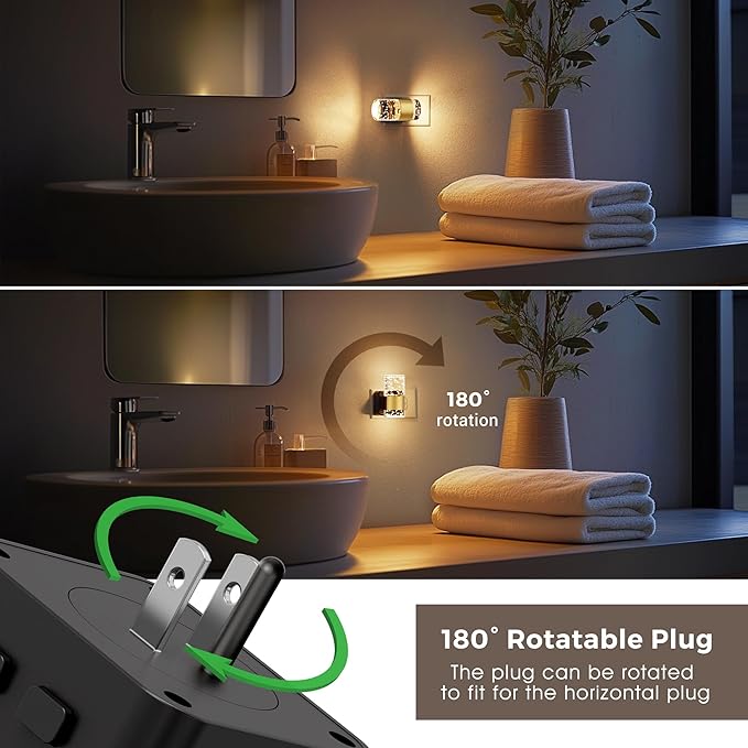 L LOHAS LED Night Light,Dimmable Night Lights Plug into Wall with Remote Control, RGB Color Changing, Dusk to Dawn Sensor, Acrylic Bubble Nightlight for Bathroom