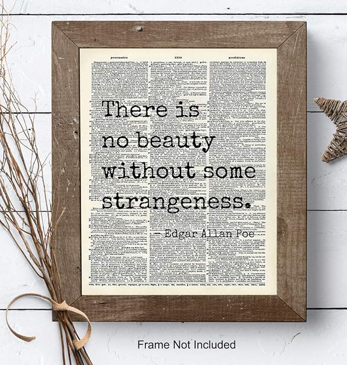 Edgar Allan Poe Quote 8x10 Dictionary Art Wall Decor Picture - Upcycled Vintage Retro Decoration for Home, Office, Apartment, Living Room, Bedroom, Bathroom - Gift for Poetry Fans