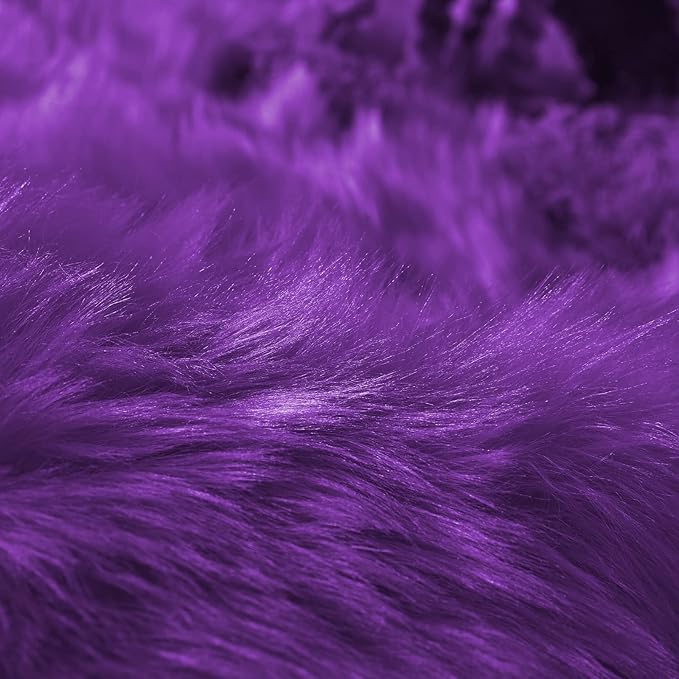 Goolela Purple Sheepskin Round Rug 6ft Fluffy Circle Fuzzy Faux Fur Carpet for Bedroom Living Room Plush Luxury Shaggy Washable