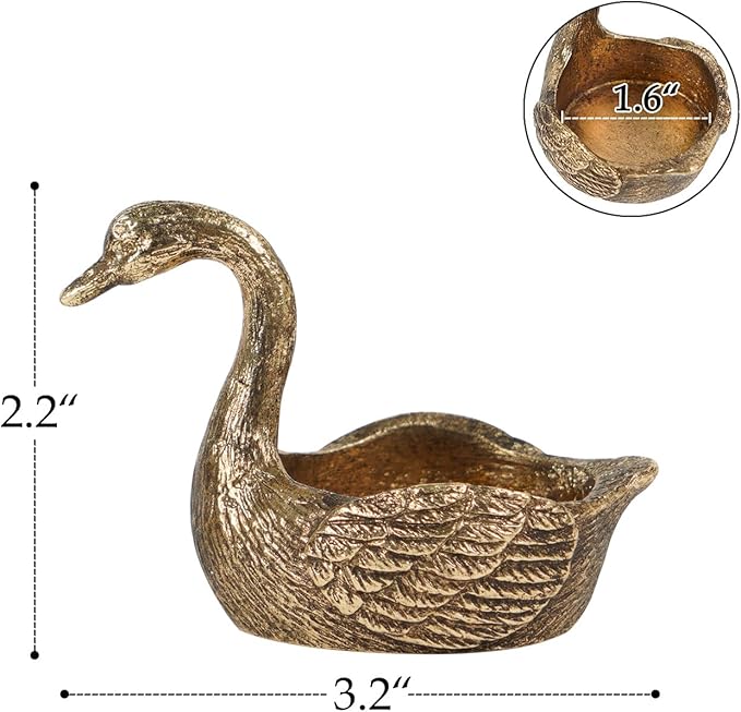 NIKKY HOME Gold Swan Tealight Candle Holders Set of 2, Centerpiece Table Decorations, Decorative Metal Stand for Tea Light Candles, Votive Candles