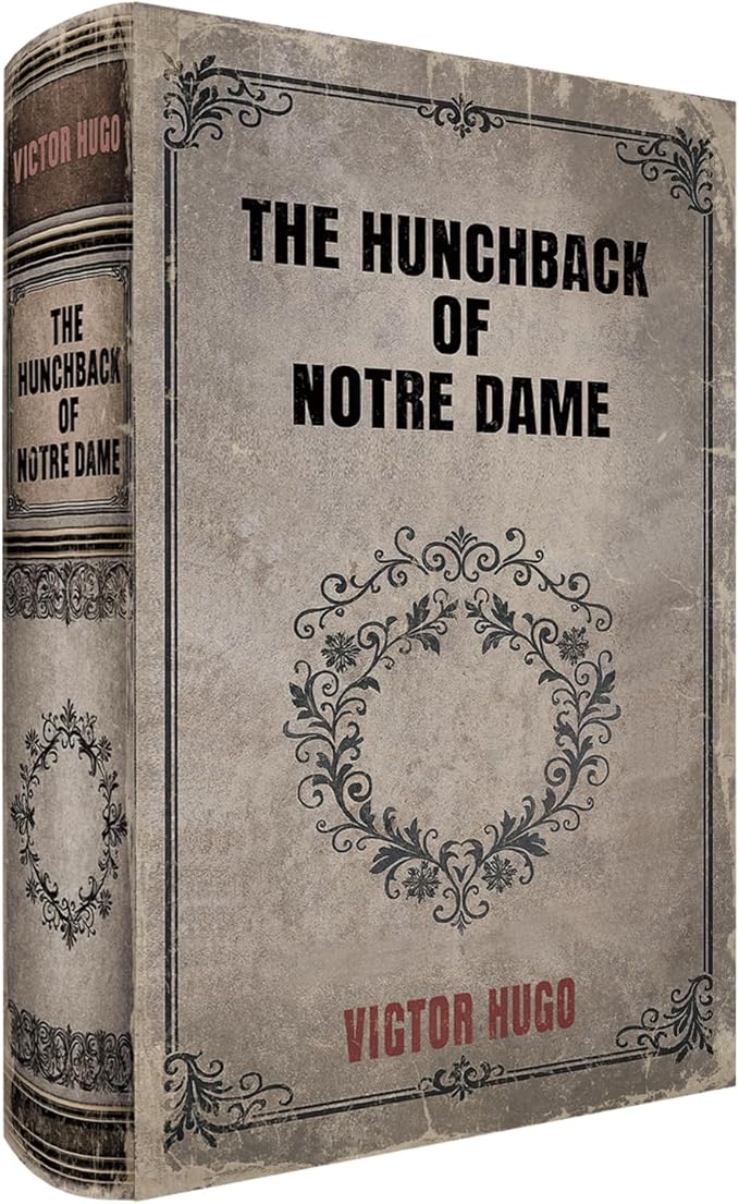 Vintage Faux Leather Decorative Book Box – Wooden Secret Storage Box with Magnetic Closure, Hidden Organizer for Bookshelf, Desk, or Office Decor (The Hunchback of Notre Dame)