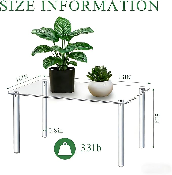 Acrylic Rectangular Display Riser – Extral Large 6mm Thick Clear Plant Stand & Shelf Riser for Decor, Collectibles, Kitchen Organization, Shoe Displays (Generous Extra-Large Size)