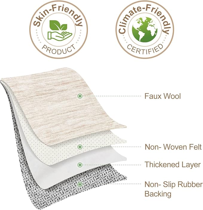 Nakagishi 10x14 Area Rugs Living Room: Washable Large Vintage Rug Neutral Non-Slip Soft Stain Resistant Indoor Carpet for Bedroom Nursery Dining Room Office Playroom - Beige-01