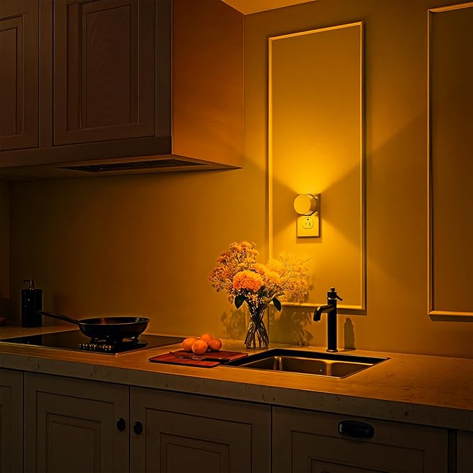 Briignite Night Light [2 Pack], Night Lights Plug Into Wall, 3 Adjustable Brightness Levels, Dusk to Dawn Sensor, Soft Amber Glow, Ideal Night Light for Kids, Bedroom, Bathroom, Hallway, Nursery