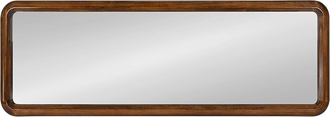 Kate and Laurel Pao Mid-Century Panel Wood Framed Wall Mirror, 16 x 48, Walnut Brown, Modern Full Length Mirror for Wall