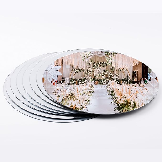 12PCS Acrylic Round Mirrors for Centerpieces, Circle Mirror Centerpieces for Tables Centerpieces & Wedding Decorations & Baby Shower Party & Christmas Decorations (12 * 12inch)