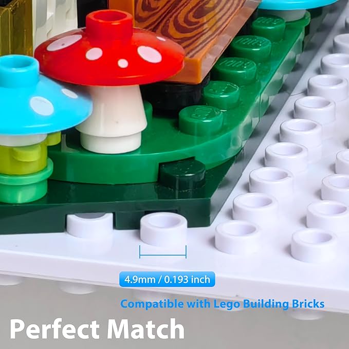 LRANFOW 6 Pack Wall Display Shelves with Dual Sided Building Studs, 4x5 Inch Baseplate Shelf Compatible with Lego Building Bricks for Organized Storage & Modern Room Deco Builders Gift, 16x13 Studs