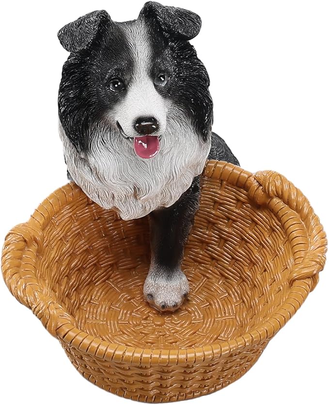 Dog Resin Storage Basket, Desktop Organizer for Remote & Keys, Cute Home Decor Tray, Ideal present for Pet Lovers.(Border Collie)