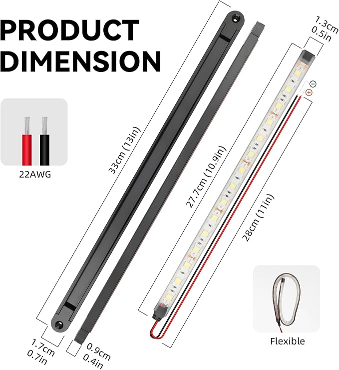Boat Interior Lights White, Waterproof Led Boat Lighting, Marine Led Strip Lighting, Super Bright Marine Lighting for Night Fishing Pontoon Yacht Sailboat (White 4Pack)
