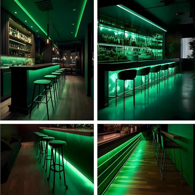 TOPAI 12V COB LED Strip Green 16.4ft Waterproof IP65 Super Bright 2400LEDs Dotless Outdoor LED Tape Lights Flexible Cuttable for Boat, Yacht, Kayak, Home Lighting