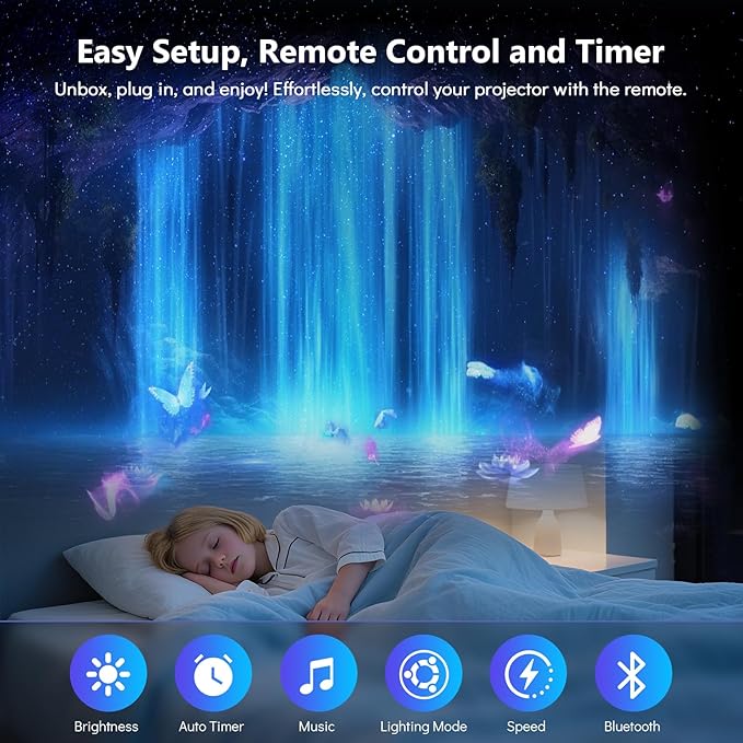 Rossetta Galaxy Projector Star Projector, 3D Projector for Bedroom with 60 Scene Modes, Bluetooth Speaker & Remote Control, Planetarium Projector for Living Room, Home Decor, Gifts for Kids, Adult