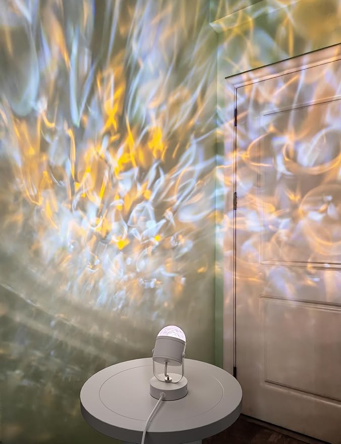 Joyzy Plug in Dynamic Ocean Wave Table Lamp Water Ripple Night Light Projector for Room Christmas Party Decoration Lighting Color Changing Ambient Lamp Vivid Water Wave Effect Lights Projection