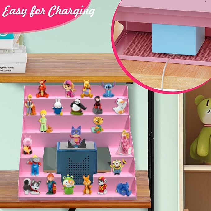 for Tonie Shelf Magnetic, Tonies Storage for Tonie Figures,30-50 Characters and Toniebox for Girls and Boys in Pink