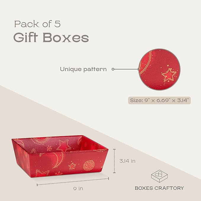 Pack of 5 Baskets for Gifts Empty Made in Italy - Gift Baskets Empty Ideal for Baby Shower, Wedding Gift Basket and Gift Basket for Any Occasion | 9" x 6.69" x 3.14" Red Universe