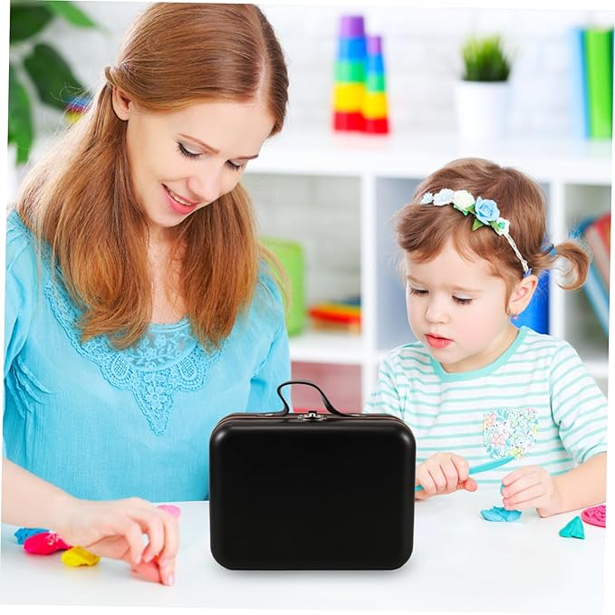 Levemolo Mini Suitcase Iron Storage Box Vintage Decorative Container for Coins and Candy Compact Organizer for Parties and Weddings Black Tin Plate Design