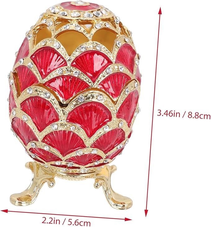 European Style Red Metal Jewelry Box Alloy Ear Display Case Cosmetic Organizer for Women Festival Storage