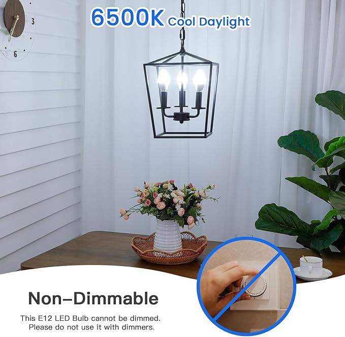 MAXvolador LED E12 Candelabra Light Bulbs 60W Equivalent, 6W B11 Candle Base, 600 Lumen Chandelier Bulb, Cool Daylight White 6500K, Non-Dimmable, Pack of 6