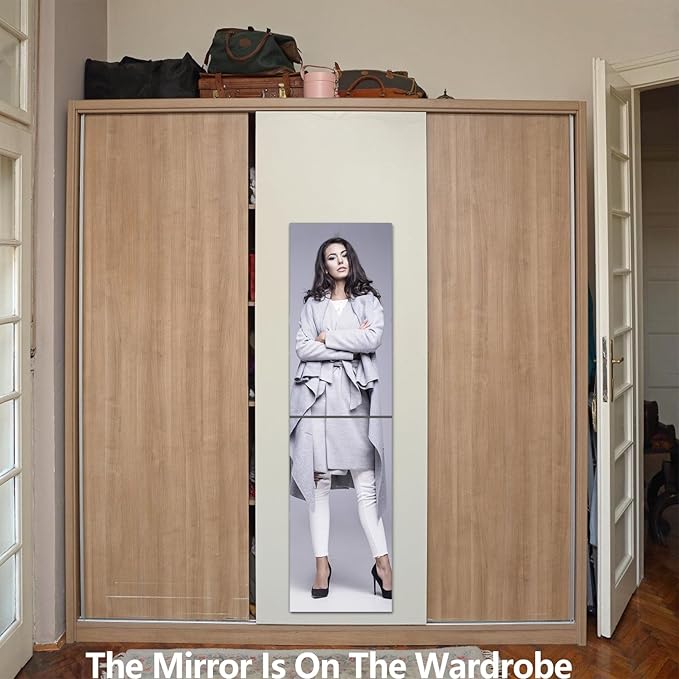 Unbreakable Door Mirror Full Length,Full Body Mirror for Kids, 2PCS x 24 x 14 inch About, Shatterproof Plexiglass Long Mirrors for Bedroom Closet, Children Plastic Mirrors Non Glass Stick on Miroir