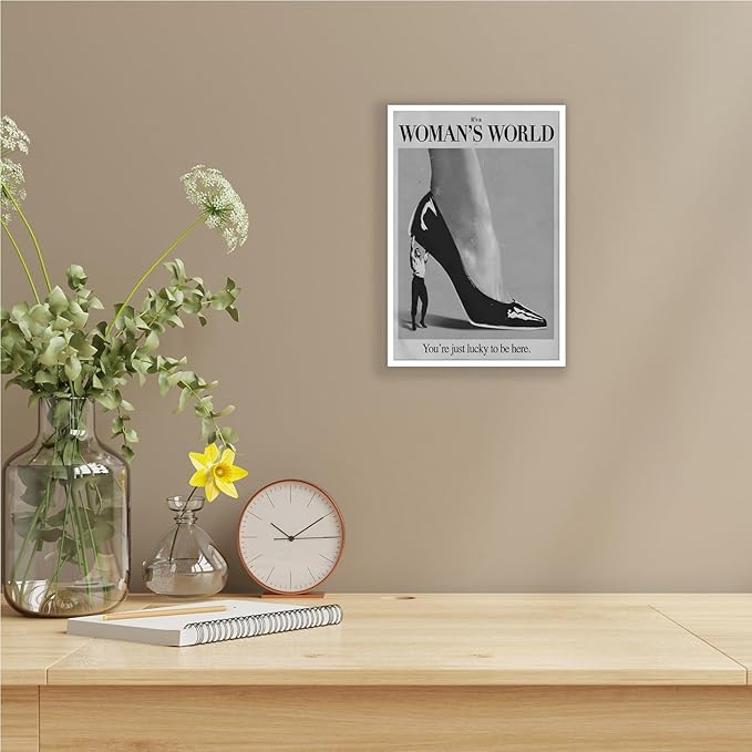 Retro This Is A Woman Is World Poster Feminist Canvas Wall Art Modern Black And White Feminine Hot Girls Room Aesthetic Prints Painting For Home Bedroom Dorm Wall Decor 16x24in Unframed