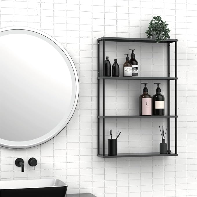 Mango Steam Wall-Mounted Steel Shelving Unit for Kitchen, Storage or Display Use - (36" H X 24" W X 6" D)