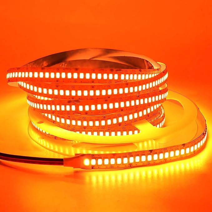 SUYOOULIN LED Strip Lights, SMD 2835 LED Strip, DC12V 1200LEDs 16.4Ft 26000LM High Density LED Light Strips Non-Waterproof IP21, 3 Times Brightness Than SMD3528 LED Strip, Orange