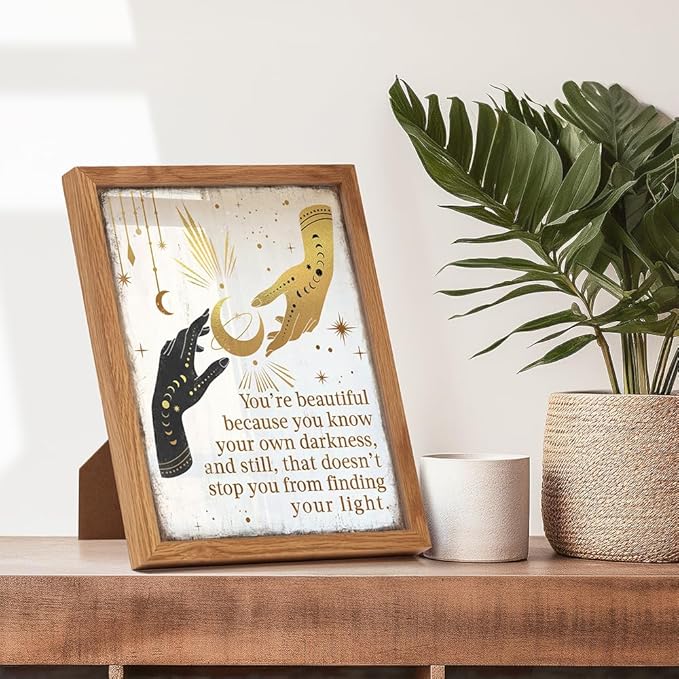 Boho Witchcraft Wall Art FRAMED - Gothic Witchy Room Decor - Inspirational Positive Quotes for Women - Encouraging Gifts - Shabby chic Celestial Wicca Wiccan Witch Motivational poster - Pagan Supplies