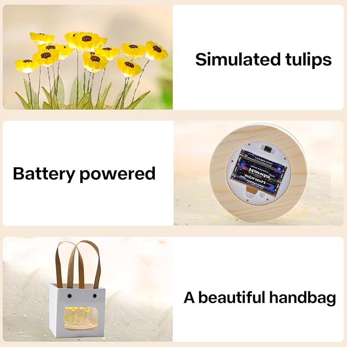 ONXE Sunflowers Flower Lamp,Sunflowers Night Light,Birthday Mothers Day Gifts for Girlfriend Mom Women Her Wife Sister Girls Grandma,Artificial Flower Table Lamp in Glass Dome (Battery Powered)