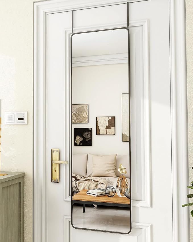 Protylctaster Door Mirror Full Length,Over The Door Mirror,48"x14" Full Length Mirror,Door Mirror, Mirror Full Length Door Hanging(Black)