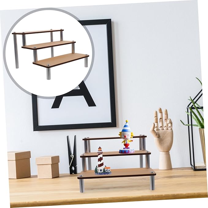 Wooden Figurine Display Stand 3-tier Makeup Organizer Fragrance Stand for Vanities