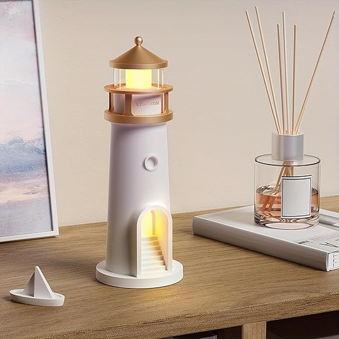 IFTHFOUR Moon Lighthouse Projector Night Light with Motion Sensor - Rechargeable LED Galaxy Table Lamp, Moon Lamp for Kids, Bedroom, Nursery Decor - Perfect Christmas, Birthday Gift for Boys & Girls