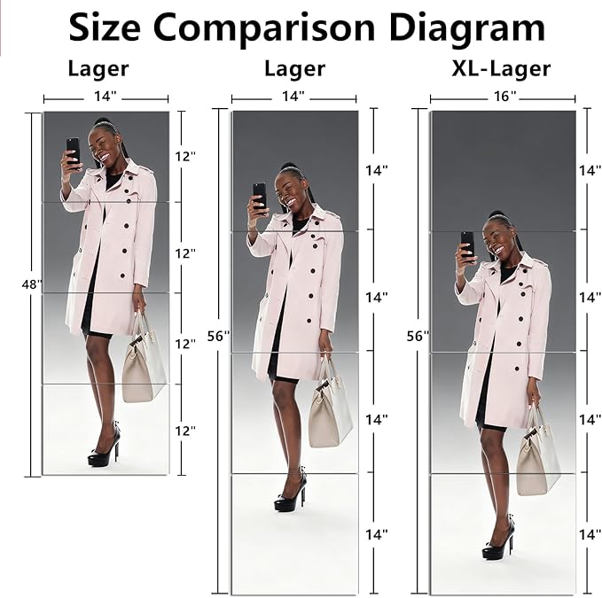 Unbreakable Door Mirror Full Length,Full Body Mirror for Kids, 4PCS x 12 x 14 inch About, Shatterproof Plexiglass Long Mirrors for Bedroom Closet, Children Plastic Mirrors Non Glass Stick on Miroir