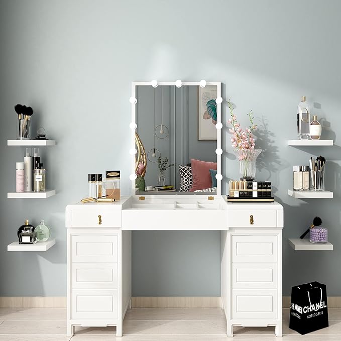 WELLAND Set of 2 Floating Shelves Wall Mounted Shelf, for Home Decor with 8" Deep (White, 10 inch)