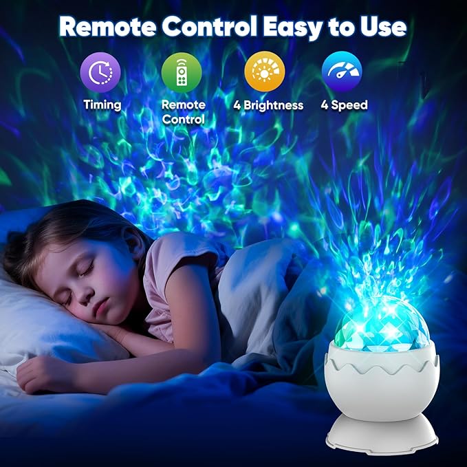 Red Night Light, Light Therapy Lamp, 2-in-1 Sensory Lights for Autism, 670nm Red Light for Sleep, Sensory Room Must-Have, Light Projector for Kids, Adults, Birthdays - 7 Color Modes with Remote(White)