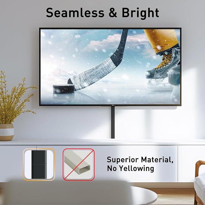 Delamu Black Cord Hider, 56.7in Black Cable Hider, Cord Covers for Wires on Wall, Wire Hider Wire Covers for 2-3 Cords on Wall, Easier Setup Cable Raceway Cable Management, 4X L14.2 W0.94 H0.47in